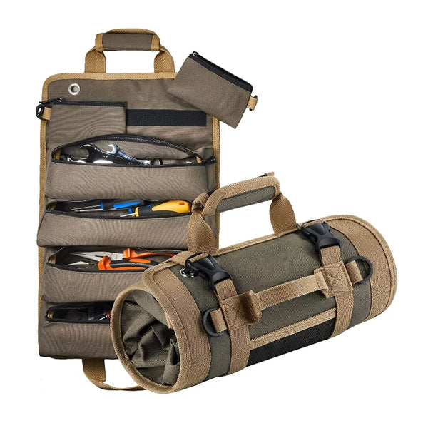 Bolsa Rolável Multiuso para Ferramentas Impermeável - Múltiplos Bolsos e Material Oxford
