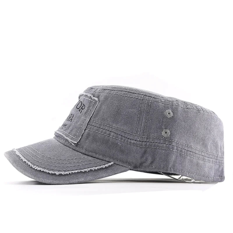 Boné Militar Vintage Unissex - Algodão Lavado com Proteção Solar | Estilo Cadete Ajustável