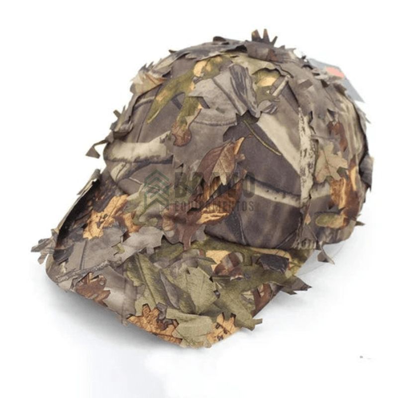 Boné Tático Camuflado 3D Folha Biónica com Proteção Solar para Caça e Sniper | Camuflagem Verde Militar Outdoor
