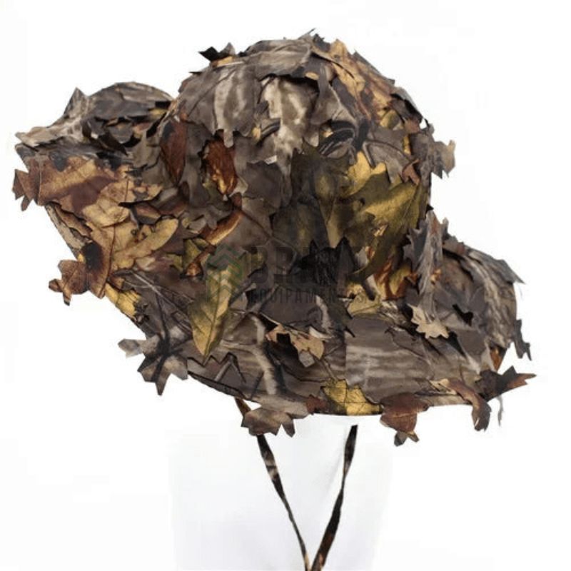 Boné Tático Camuflado 3D Folha Biónica com Proteção Solar para Caça e Sniper | Camuflagem Verde Militar Outdoor