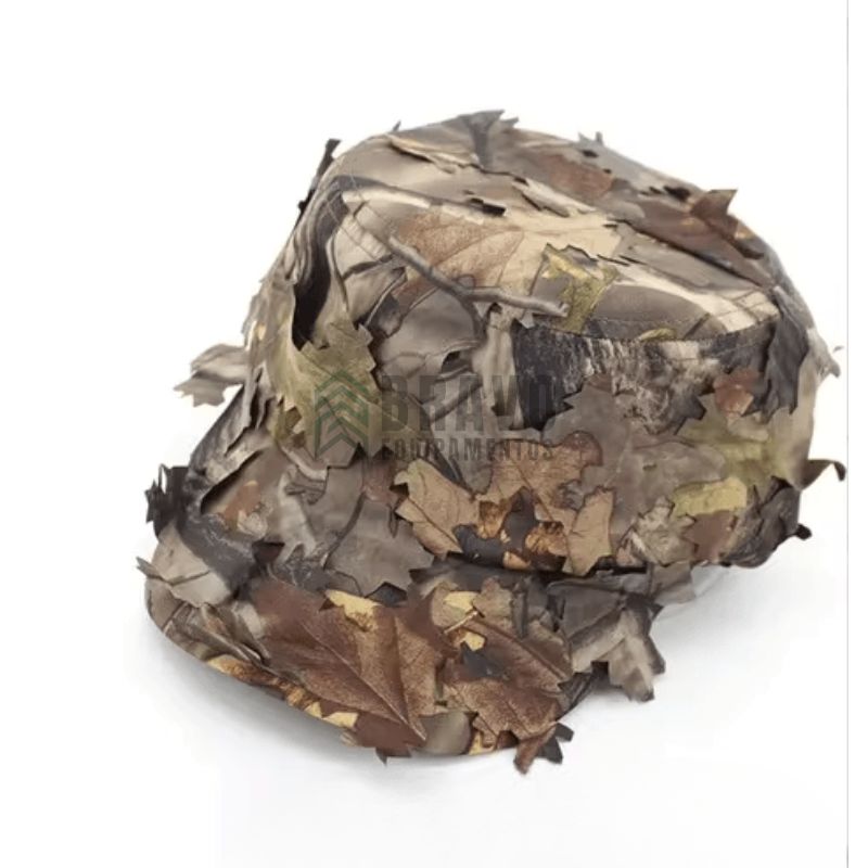 Boné Tático Camuflado 3D Folha Biónica com Proteção Solar para Caça e Sniper | Camuflagem Verde Militar Outdoor