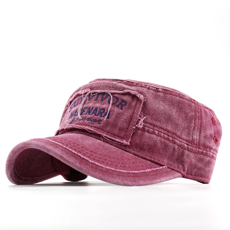 Boné Militar Vintage Unissex - Algodão Lavado com Proteção Solar | Estilo Cadete Ajustável