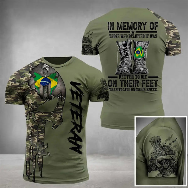 Camiseta Militar Masculina Estilo Brasileiro para Airsoft e Tiro Esportivo
