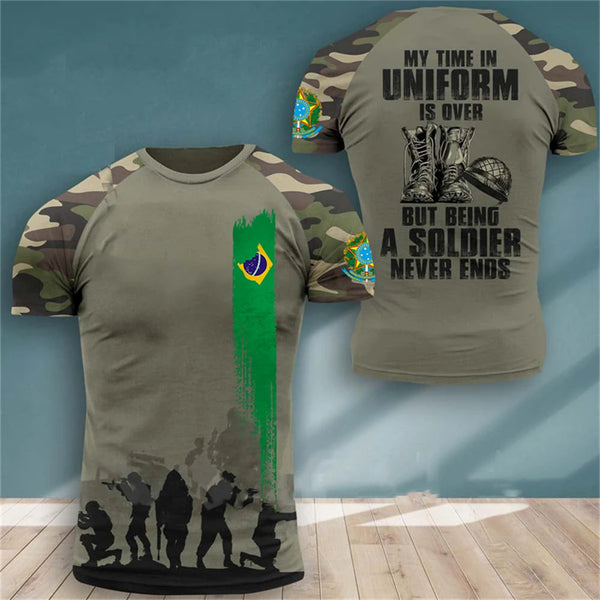 Camiseta Militar Masculina Estilo Brasileiro para Airsoft e Tiro Esportivo