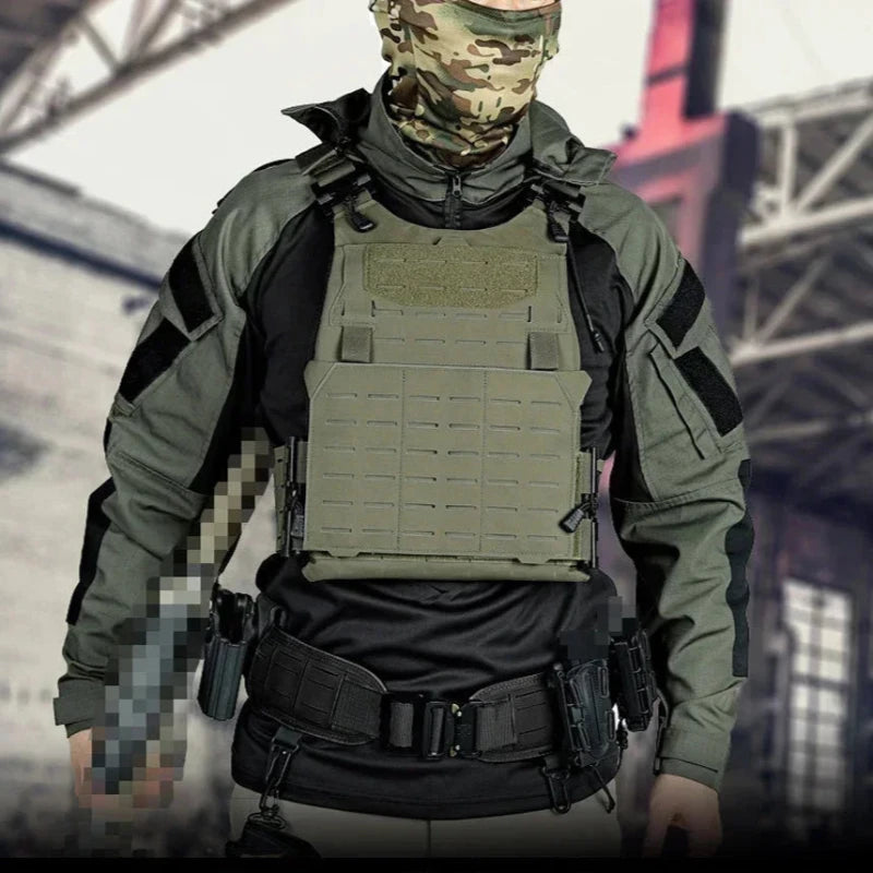 Camiseta Tática Masculina de Combate – Manga Longa, Respirável, Secagem Rápida, Estampa Camuflada com Capuz