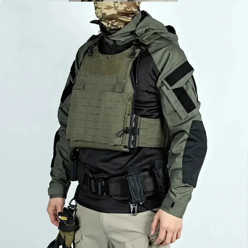 Camiseta Tática Masculina de Combate – Manga Longa, Respirável, Secagem Rápida, Estampa Camuflada com Capuz