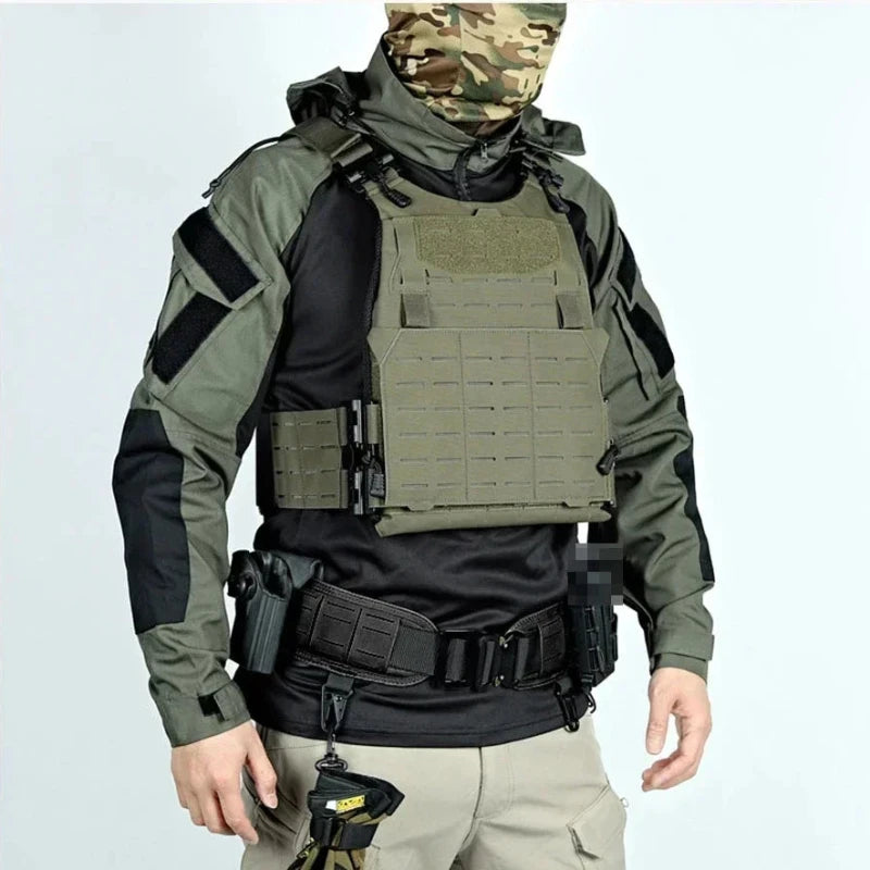 Camiseta Tática Masculina de Combate – Manga Longa, Respirável, Secagem Rápida, Estampa Camuflada com Capuz