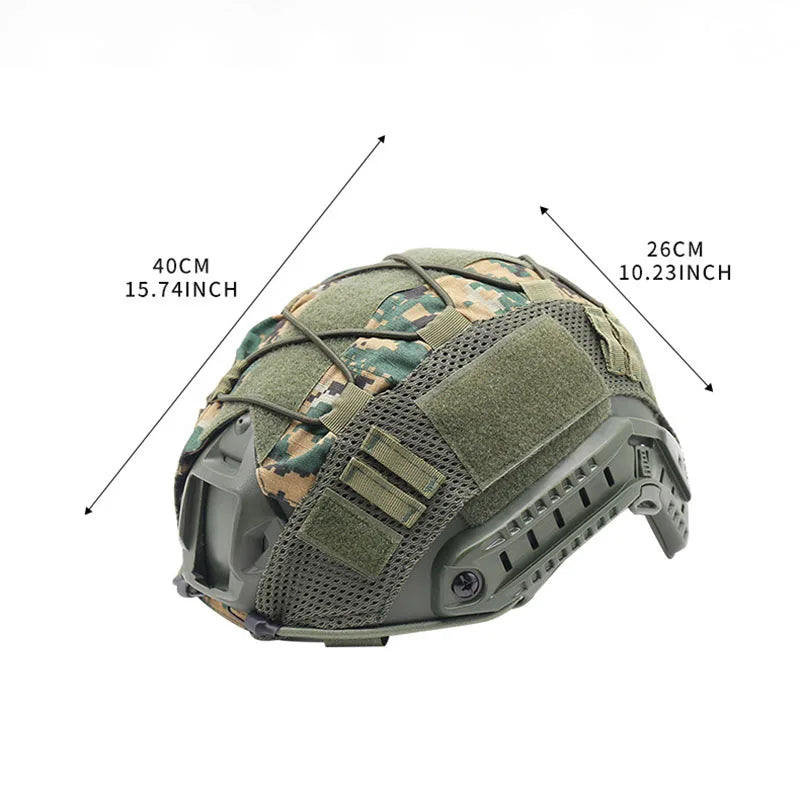 Capacete Tático com Cobertura Multi-Camuflagem 1000D – Ideal para Airsoft, Paintball e Caça Milita