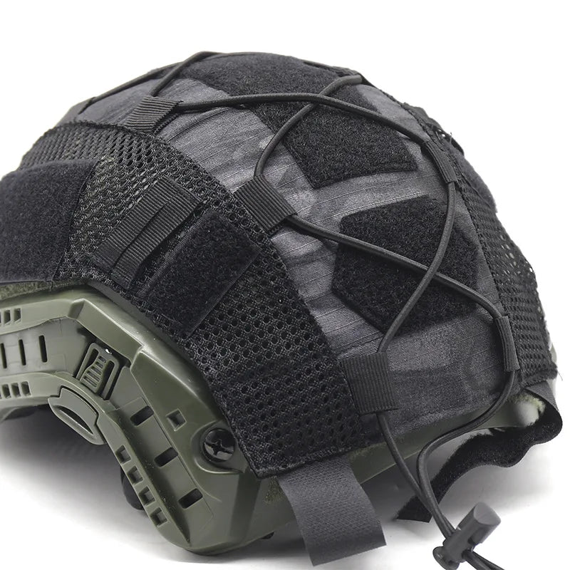 Capacete Tático com Cobertura Multi-Camuflagem 1000D – Ideal para Airsoft, Paintball e Caça Milita
