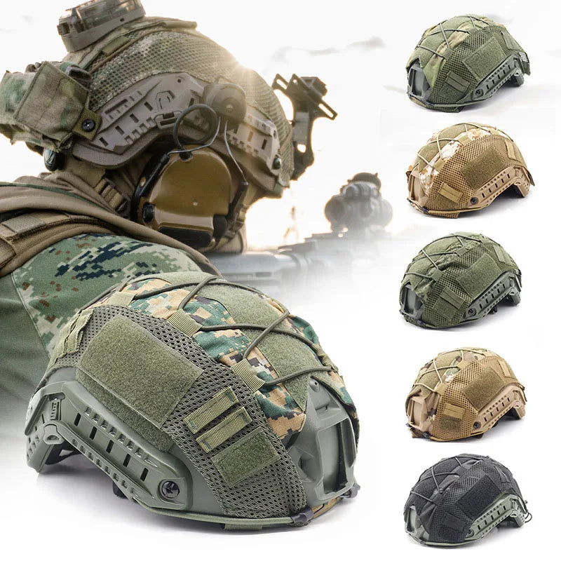 Capacete Tático com Cobertura Multi-Camuflagem 1000D – Ideal para Airsoft, Paintball e Caça Milita