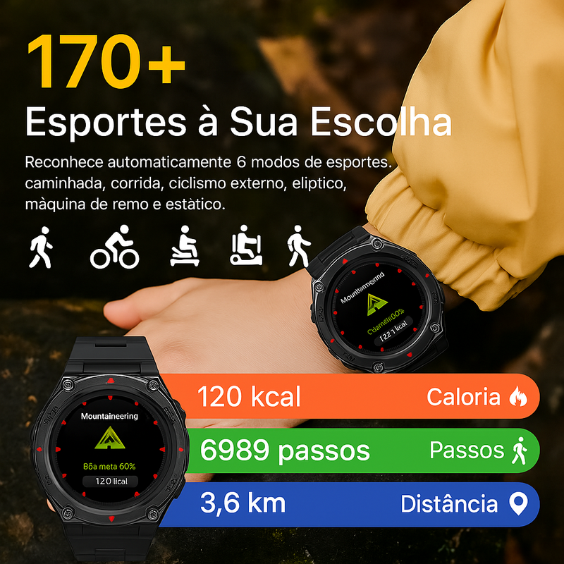 Relógio Bravo TitanForce R7 Militar com GPS, Bússola e Altímetro
