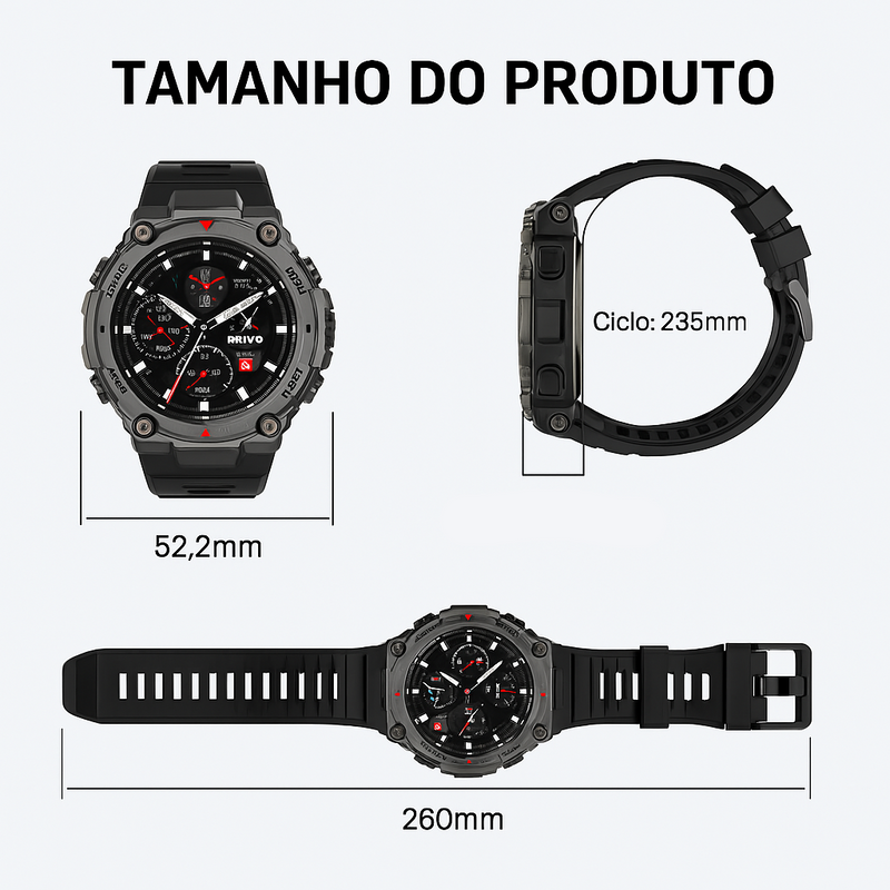 Relógio Bravo TitanForce R7 Militar com GPS, Bússola e Altímetro