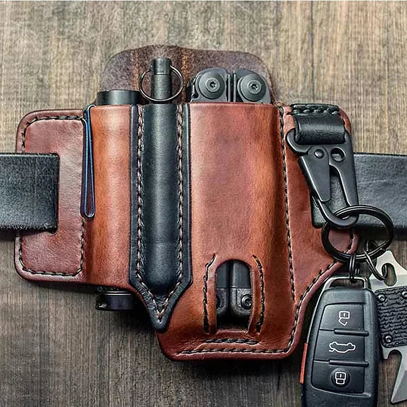 Cinto Porta-Ferramentas Bravo Pro – Bolsa de Couro Resistente para Ferramentas e Acessórios | Caça, Camping e Aventuras