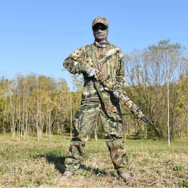 Conjunto Camuflado Biônica com Capuz para Caça e Pesca