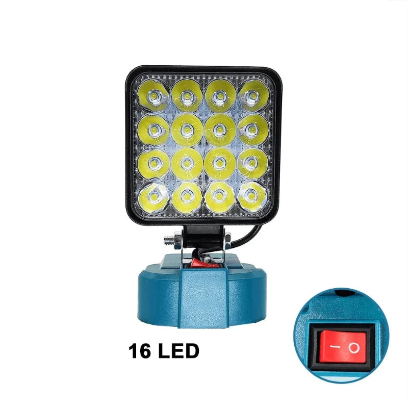 Lanterna de Trabalho LED sem Fio 18V para Bateria Makita - Luz de Emergência e Iluminação Portátil