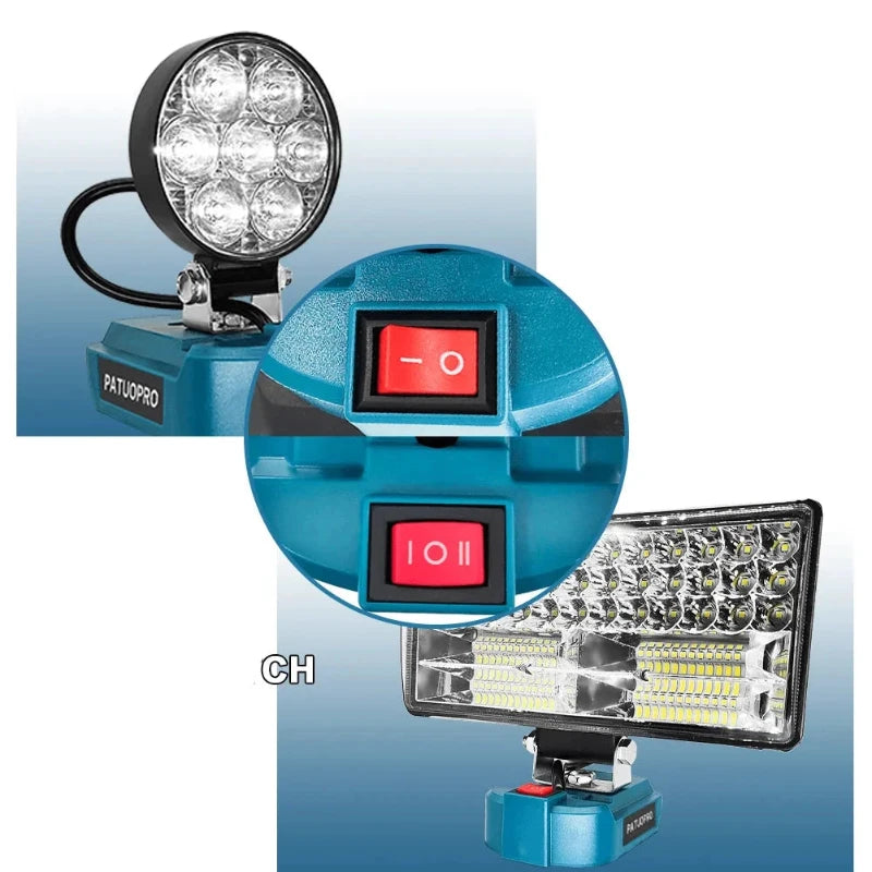 Lanterna de Trabalho LED sem Fio 18V para Bateria Makita - Luz de Emergência e Iluminação Portátil