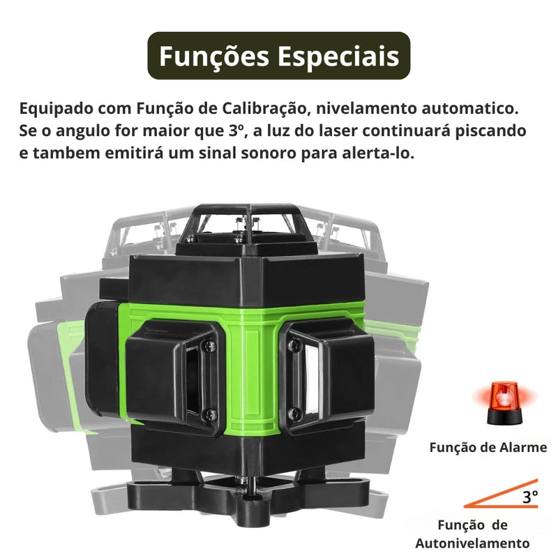 Nível a Laser 4D com 16 Linhas 360° Autonivelante