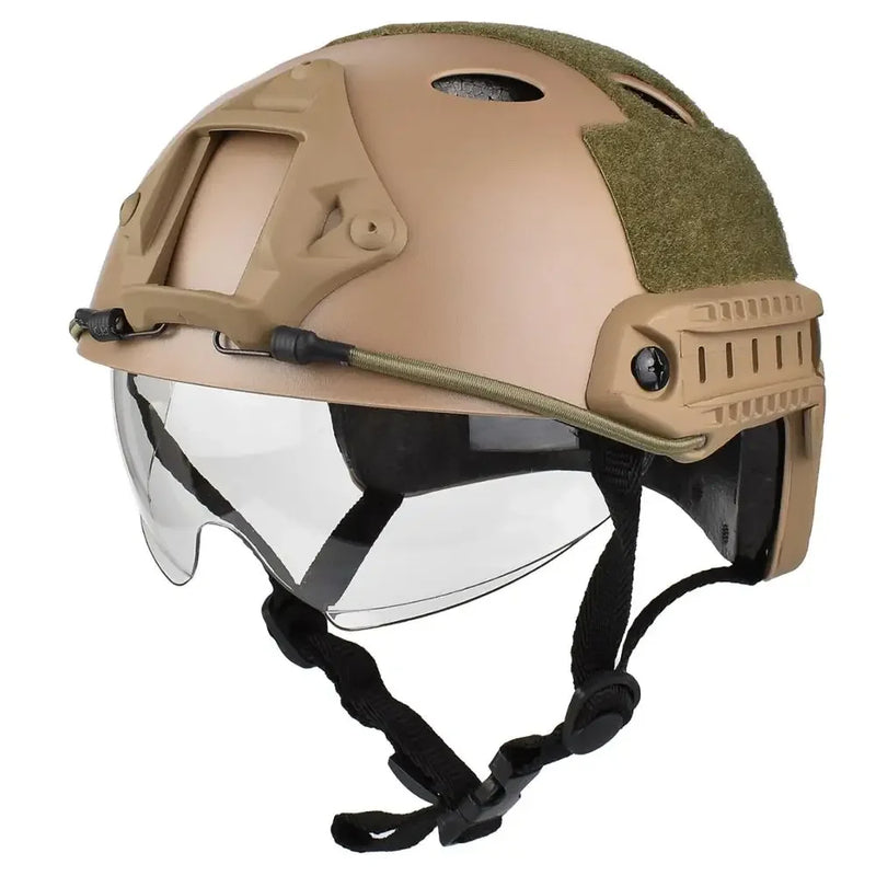 Capacete Tático Bravo GhostLine L1 – Modelo FAST com Trilhos Laterais e Suporte NVG, Ideal para Airsoft e Paintball