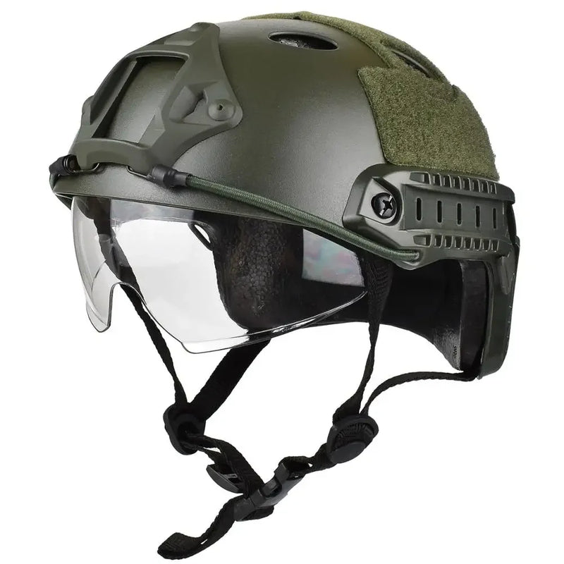 Capacete Tático Bravo GhostLine L1 – Modelo FAST com Trilhos Laterais e Suporte NVG, Ideal para Airsoft e Paintball