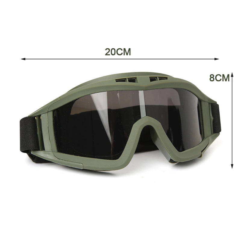 Óculos Táticos com Lentes Substituíveis – Óculos de Proteção para Montanhismo, Airsoft e Motocross