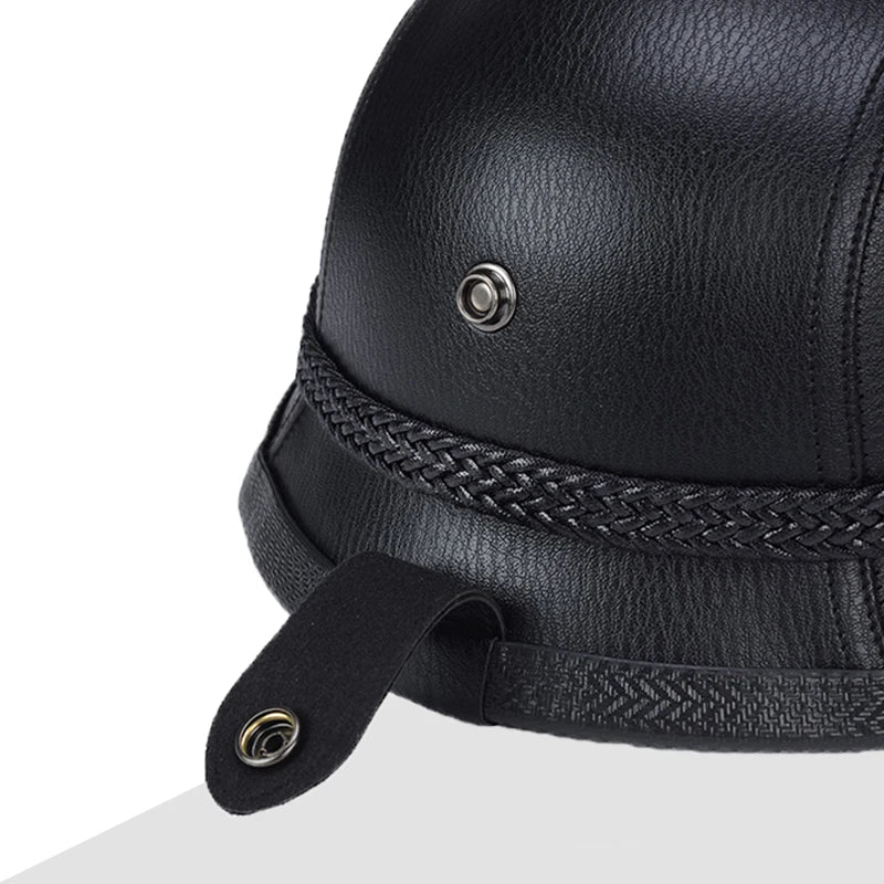 Capacete Retrô Bravo IronRider V1 com Óculos – Estilo Alemão, Meio-Casco em Couro, Aprovado DOT