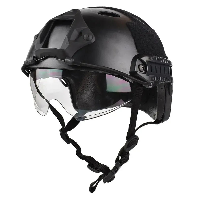 Capacete Tático Bravo GhostLine L1 – Modelo FAST com Trilhos Laterais e Suporte NVG, Ideal para Airsoft e Paintball