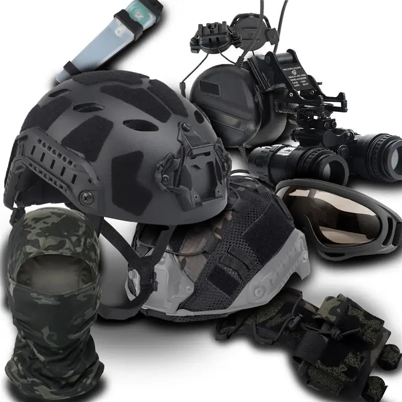 Kit Tático Bravo ReconSet XT5 – Capacete FAST com Binóculo Dummy, Headset, Óculos e mais