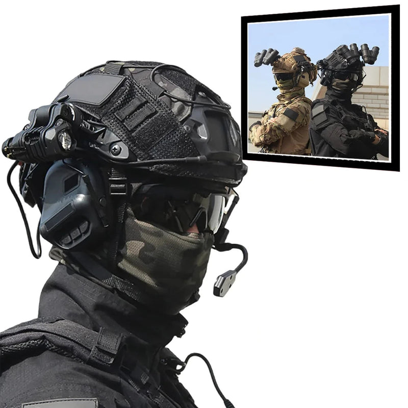 Kit Tático Bravo ReconSet XT5 – Capacete FAST com Binóculo Dummy, Headset, Óculos e mais
