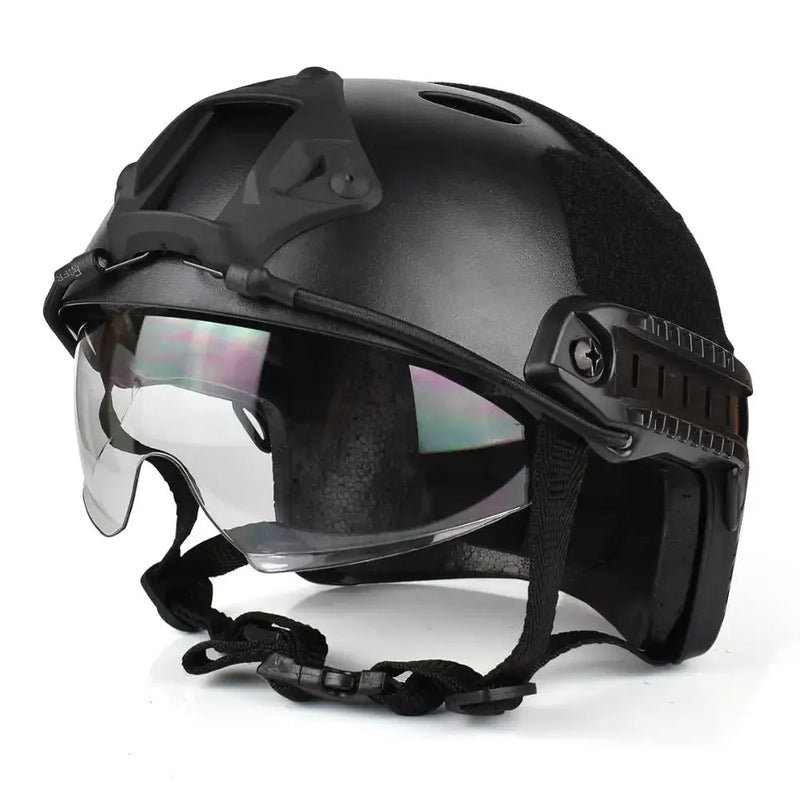Capacete Tático Bravo GhostLine L1 – Modelo FAST com Trilhos Laterais e Suporte NVG, Ideal para Airsoft e Paintball
