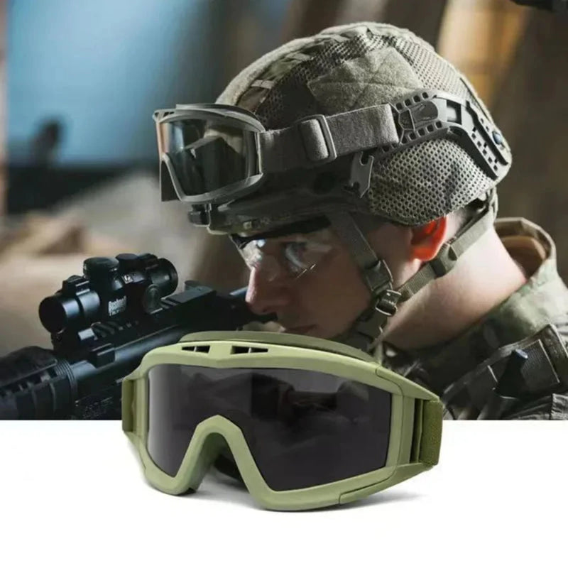 Óculos Táticos com Lentes Substituíveis – Óculos de Proteção para Montanhismo, Airsoft e Motocross