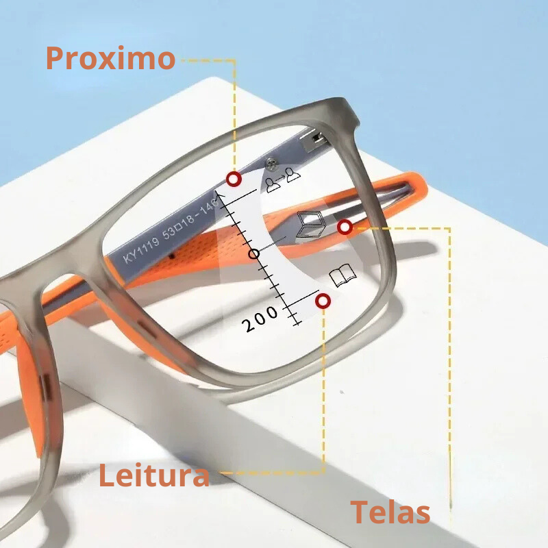 Óculos Multifocal Fotocromático Anti-Luz Azul